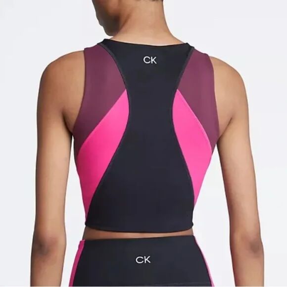 Women’s Calvin Klein Performance‎ Tank Black Colorblock Cropped Size XL NWT - Picture 2 of 4